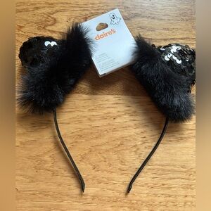 Claire's Black Sequin Cat Ears with Faux Fur